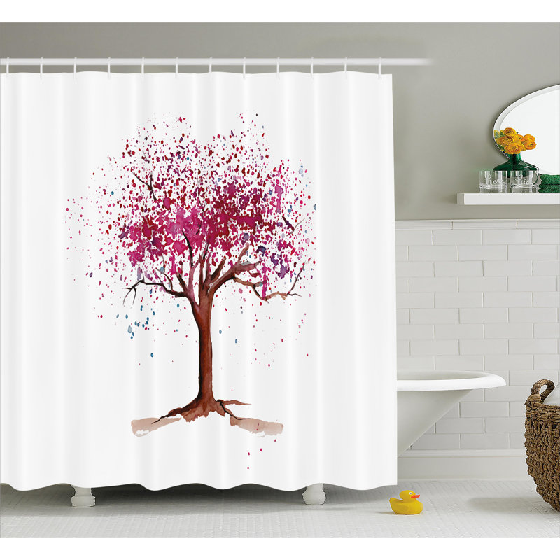 Rideau de douche simple sakura tree, H 69 po x l 70 po