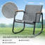Ensemble de chaises berçantes 3 pièces Kozyard, ensemble bistro d'extérieur à bascule Textilene avec accoudoirs en bois, ensemble de conversation extérieur avec table en verre pour pelouse, porche, jardin, balcon, bord de piscine, gris-101124299-101124300