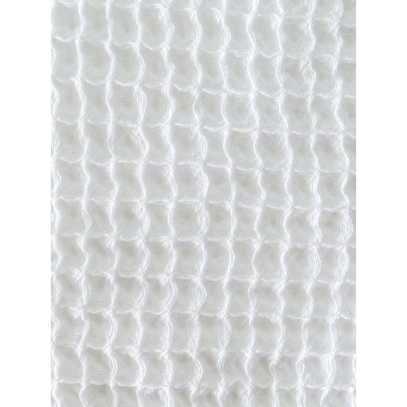White Cotton Waffle Throw Blanket with Fringe, 50x70