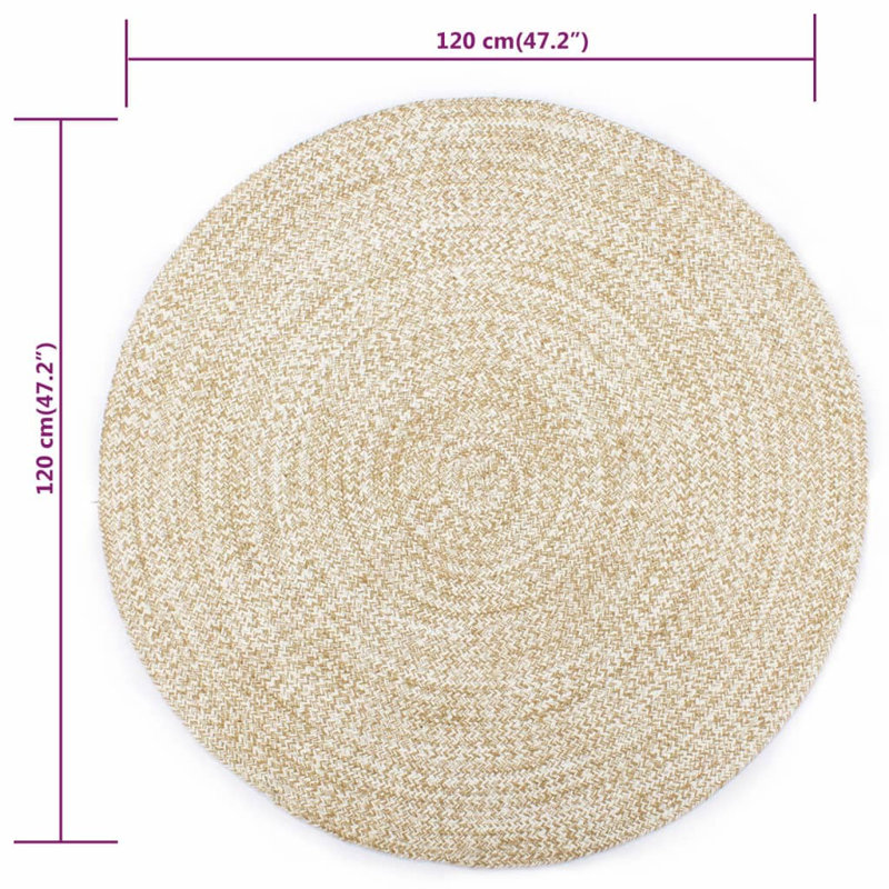 Round Zelie Solid Colour Hand Woven Area Rug, Round 120cm