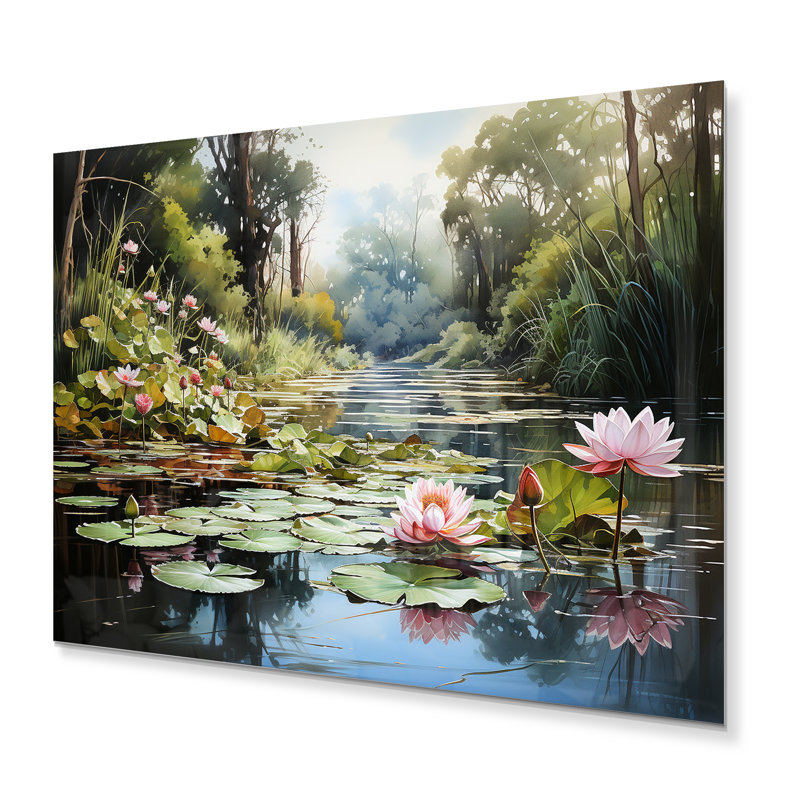 «China Art Jade Lotus I», reproduction non encadrée sur métal, H 30 po x l 40 po x P 1 po