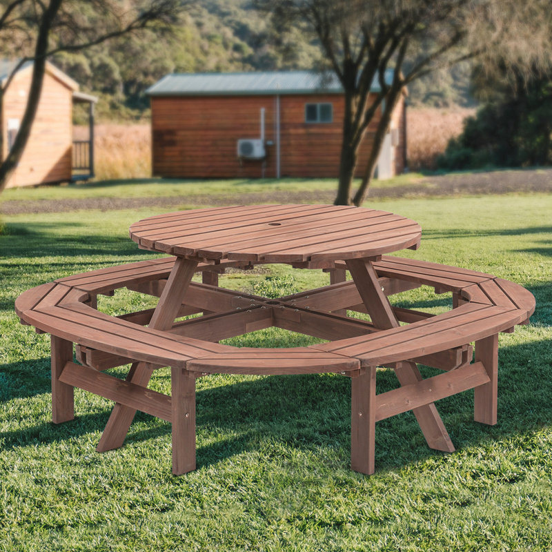 Ensemble de pique-nique rond avec tabouret intégré