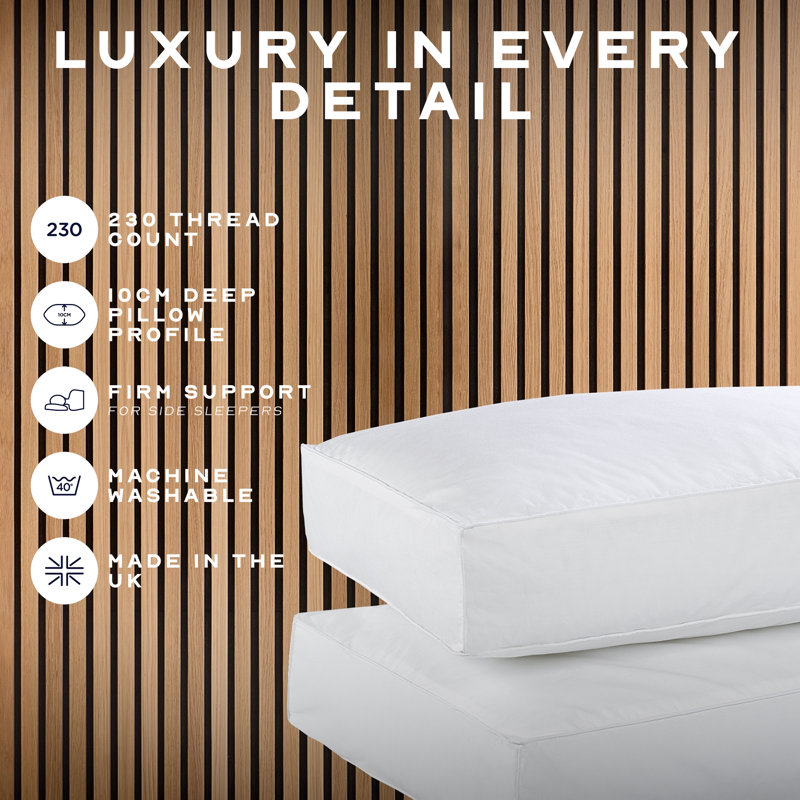 Luxurious Hotel Snuggledown Side Sleeper Firm Support Cotton Cover 1 Pillow