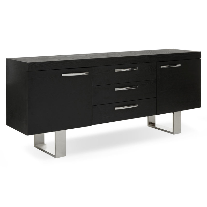 Sawicki 200cm Solid Wood Sideboard, Black