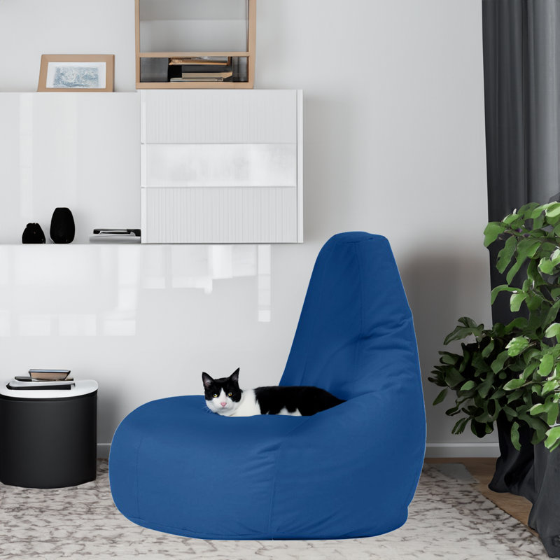 Fauteuil à billes et chaise longue en polyester, Polyester bleu