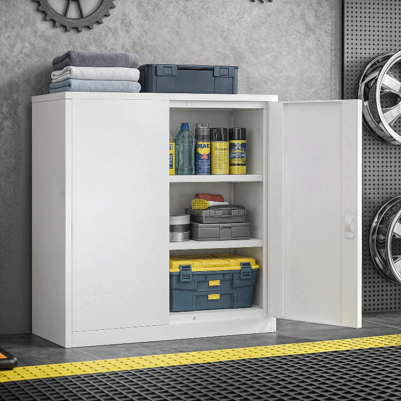 Armoires de rangement en métal avec serrure, Blanc