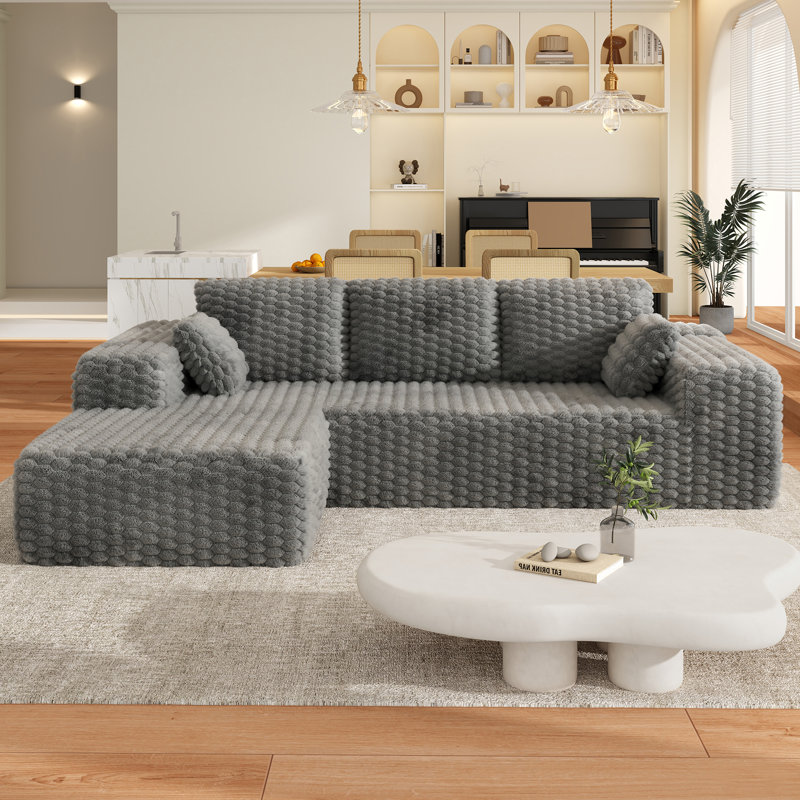 Modern L-shaped Sectional Sofa, Gray