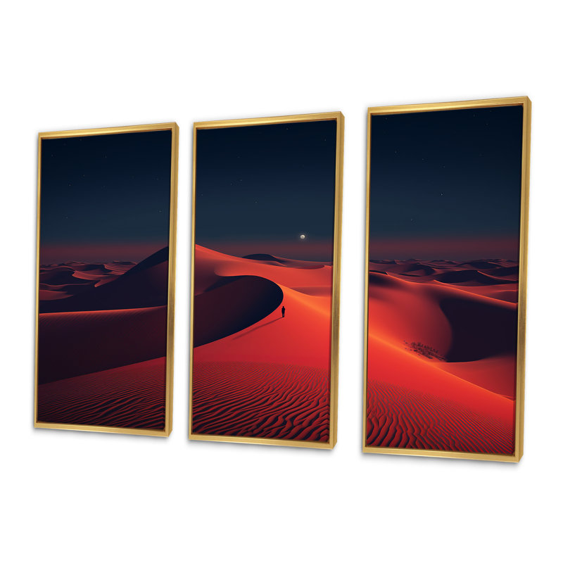 Red Desert Twilight Photo II - art mural désert, Cadre flottant doré, H 28 po x l 36 po x P 1 po