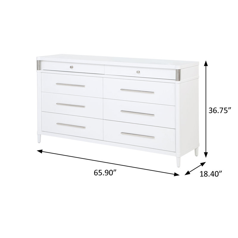 Commode contemporaine l 65,90 po, blanc
