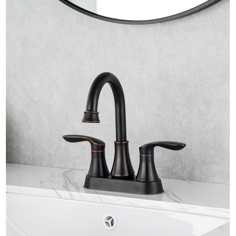 2-handle Bathroom Faucet with Drain Assembly, Oil Rubbered Bronze