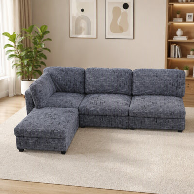Modular Sectional Sofa, Convertible Sofa Seat With Storage, Sleeper Sectional Sofa Set, Fabric Flexible Modular Combinations for Living Room(4seats)