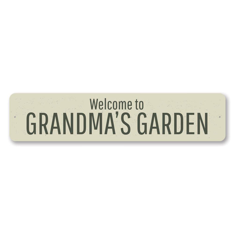 Plaque en aluminium «Grandmas Garden», H 4 po x l 18 po x P 0,04 po