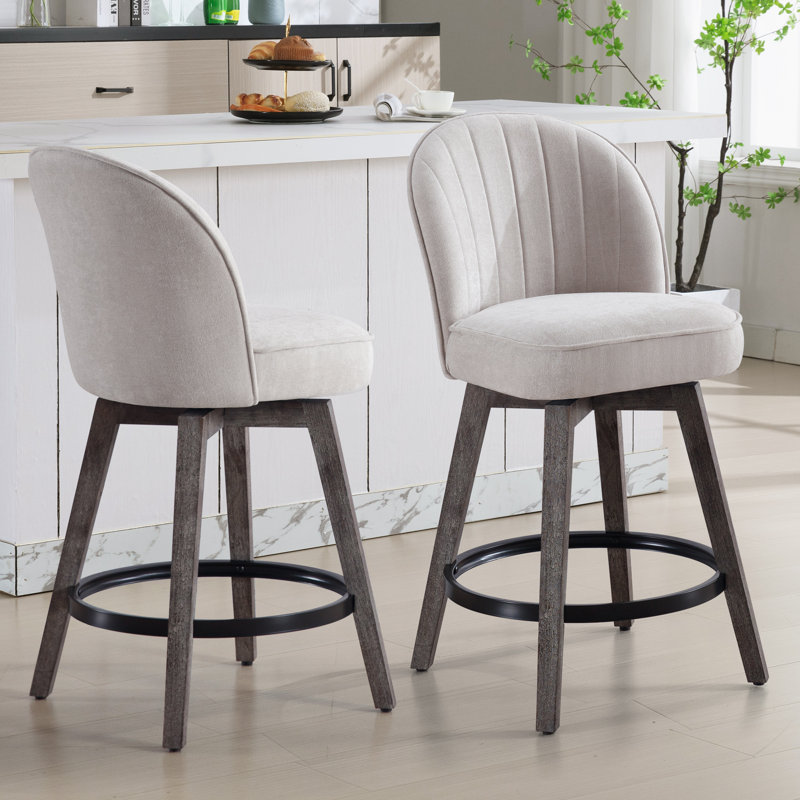 Swivel Counter Height Bar Stools, Beige