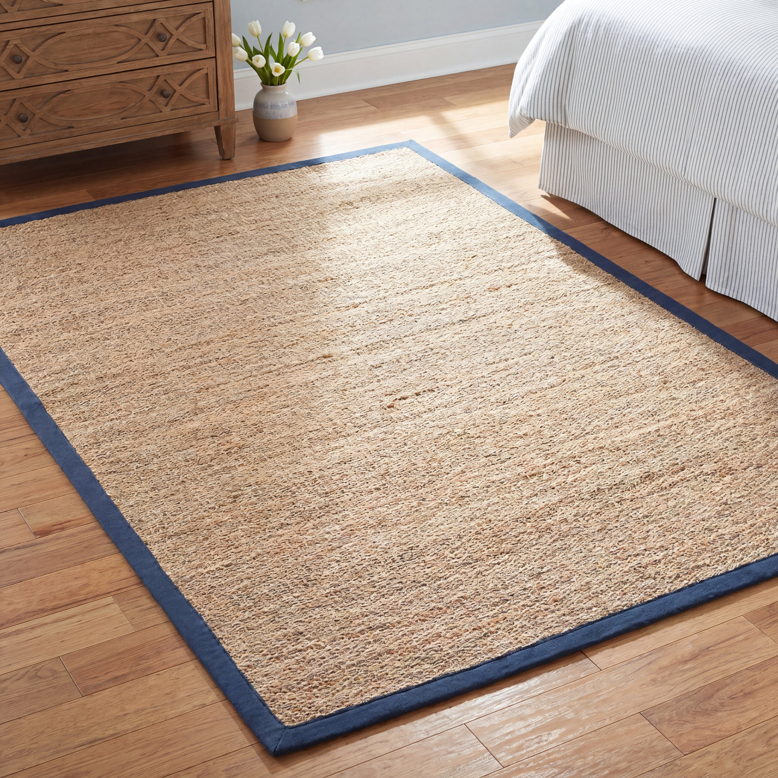 Natural Blue Seagrass Rug, Rectangle 9' x 12'