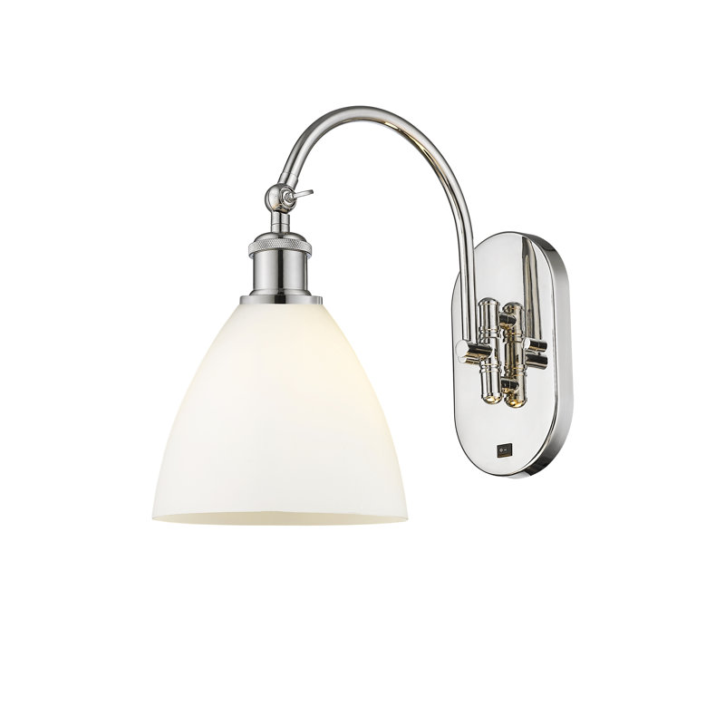 Bras pivotant en verre Amenda, Led, Nickel poli