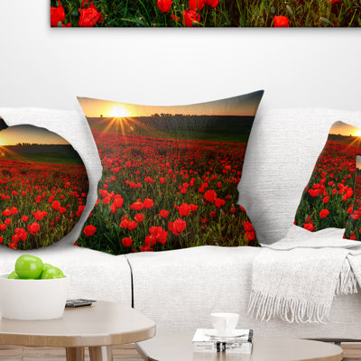 Coussin décoratif floral au-dessus du jardin avec des jetés