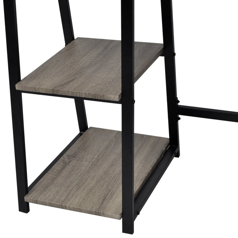 Foundry Select Desk with 2 Shelves Gray and Oak & Reviews | Wayfair