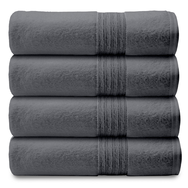 Midweight Bath Towel, Charcoal, Hand Towel - 4 Pack