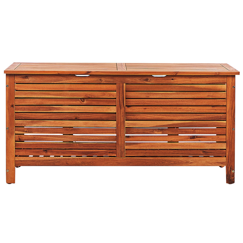 Union Rustic Honeoye 130 cm W 400 L Water Resistant Acacia Solid Wood Deck Box, Dark Wood