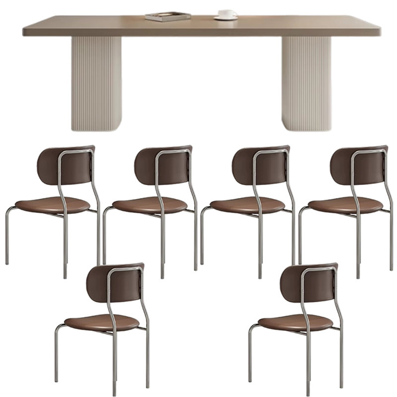 Modern Rectangular Sintered Stone Dining Table, 29.5"H x 86.6"L x 31.4"W