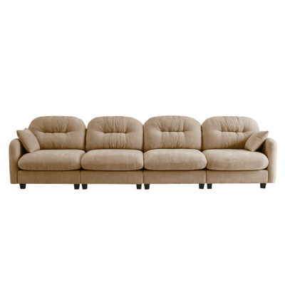 Fourseater Modular Sectional Couch,Premium Chenille Fabric,With 2 Throw Pillows,Tufted Cushion Backrest Design,Highdensity Foam Easy Install,Fits Bedrooms,Living Rooms, Reading Nooks,Camel