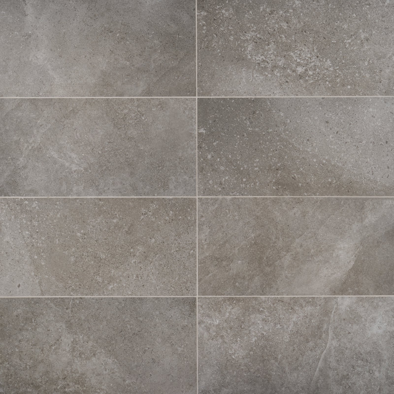 Grava 11.81 in. x 23.62 in. Matte Stone Look Porcelain Floor and Wall Tile (9.68 Sq. Ft. / Case), Dark Gray