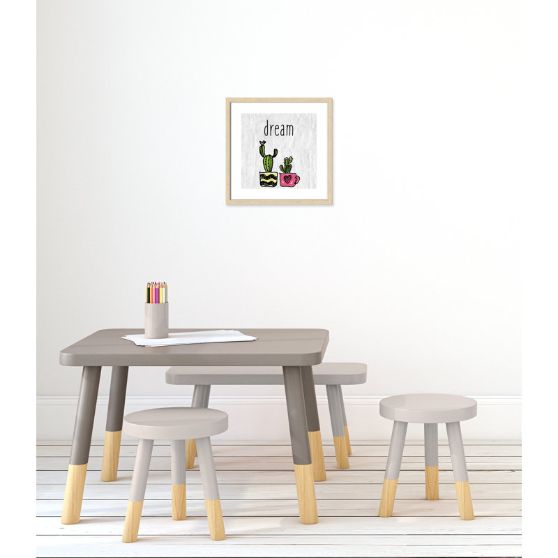 «Cacti A», art encadré, 16" H x 16" W x 1.18" D, Cadre boîte beige