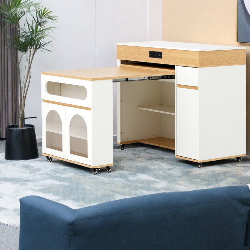 Table de salle à manger extensible avec rangement, MDF et acier, Modern Kitchen Essential