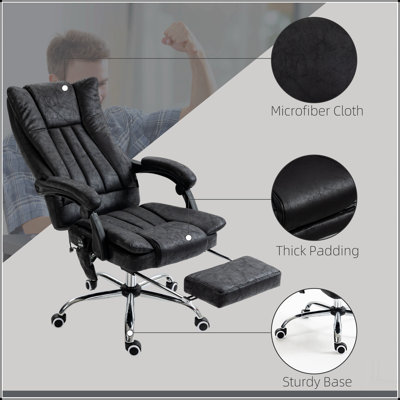 Microfiber Office Chair, High Back Computer Chair with 6 Point Massage, Heat, Adjustable Height and Retractable Footrest