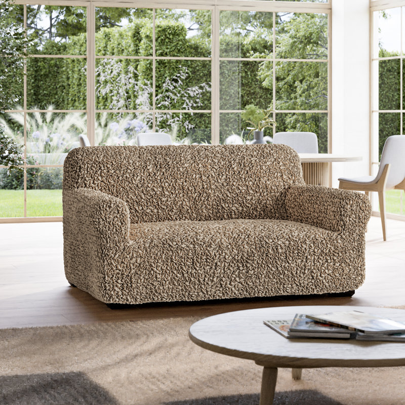 Housse pour causeuse extensible - Écologique et douce - Collection Fuco Cotton, Brun clair