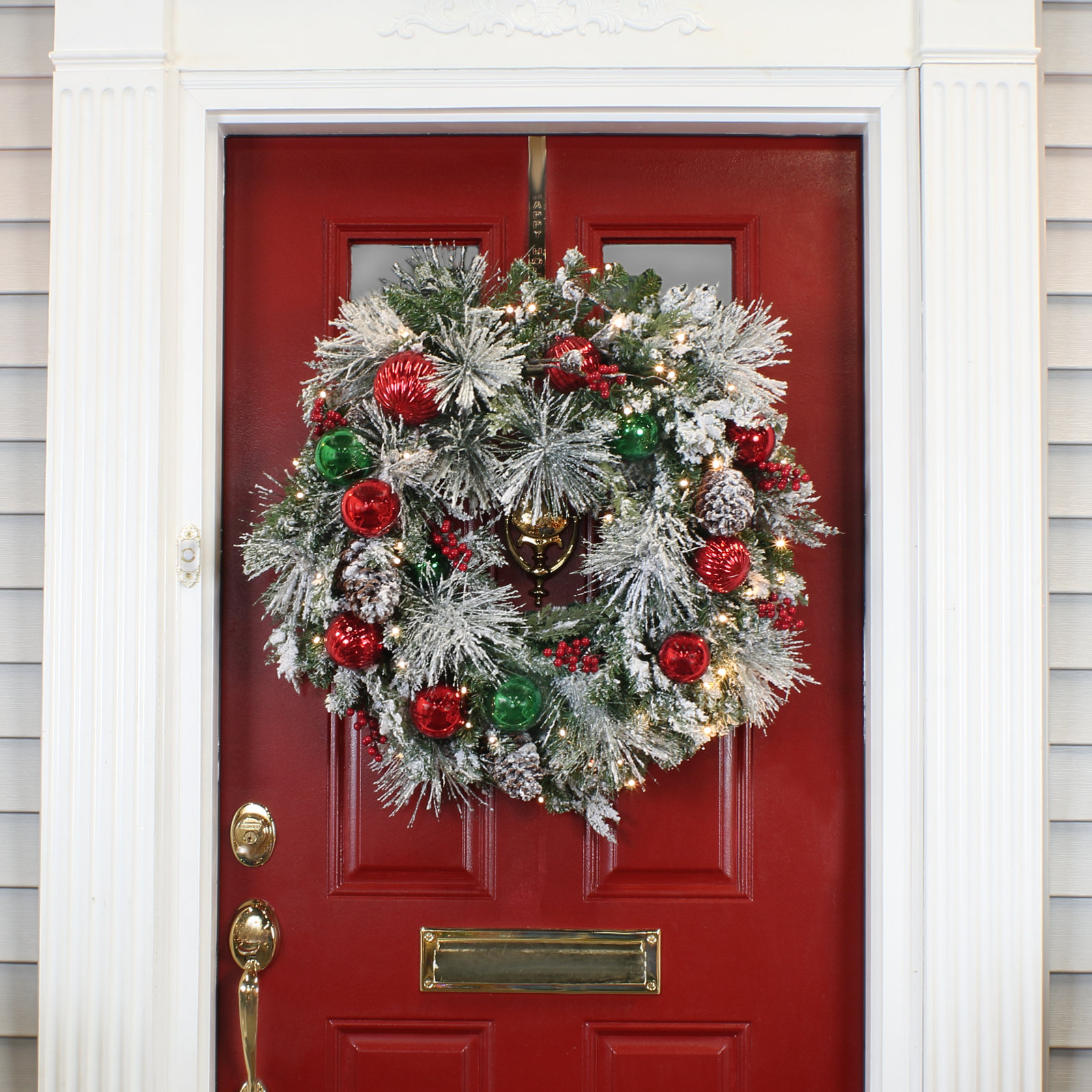 The Holiday Aisle® 30" Frosted Pre-Lit Wreath