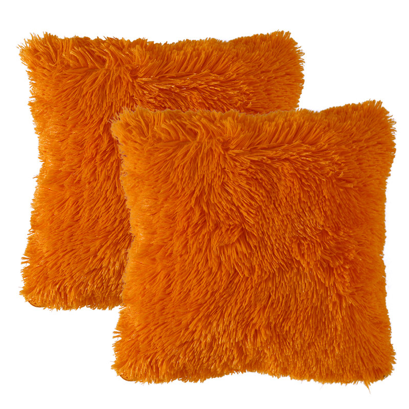 Housse de coussin carrée, 16 po x 16 po, Orange