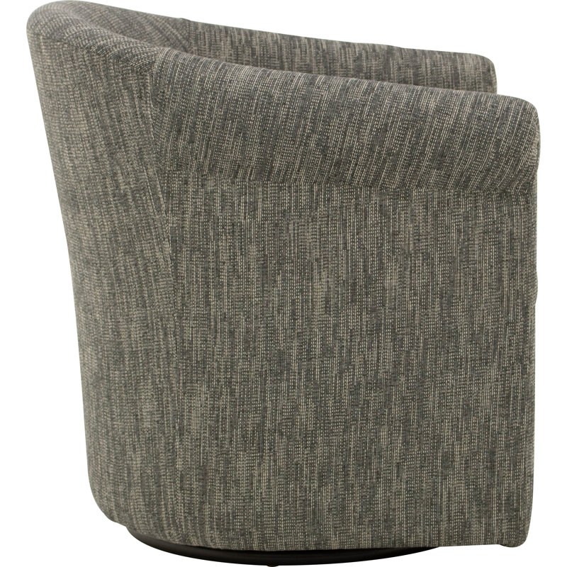 Anstett 30.5" Wide Polyester Swivel Barrel Chair, Hapden Charcoal 100% Polyester