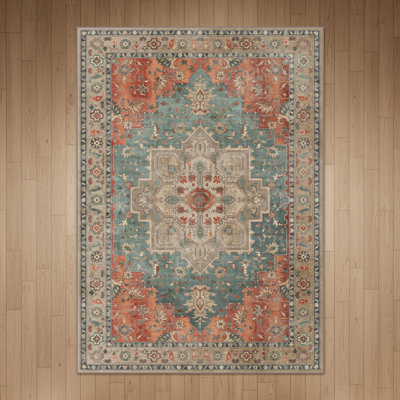 Tapis oriental performance Roehit, Rectangle 9 pi x 12 pi, Bleu/rouge
