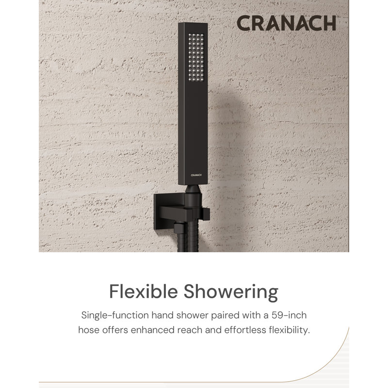 Rugen Shower System Black, Large 12" Rain Shower Head with Handheld Combo, Wall Mount Shower Faucet Set with Pressure Balance Valve, Matte Black Bathroom Shower Fixtures