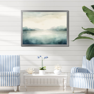 Sunset Over Lake Vintage Minimal Watercolor I - Print