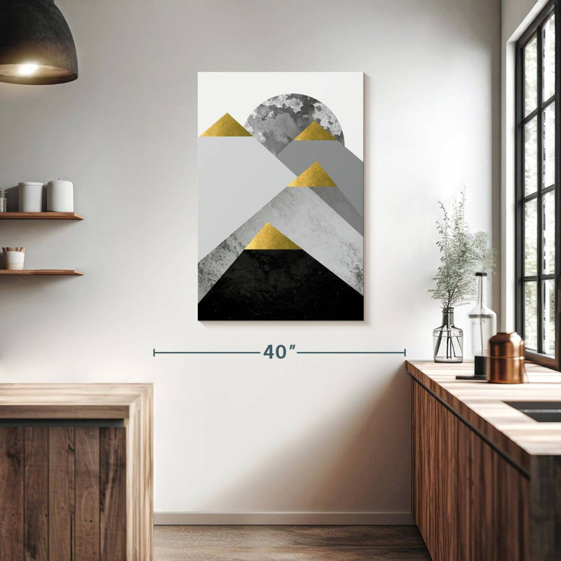 Avery, noir, gris, or, montagnes, III, H 39 po x l 26 po