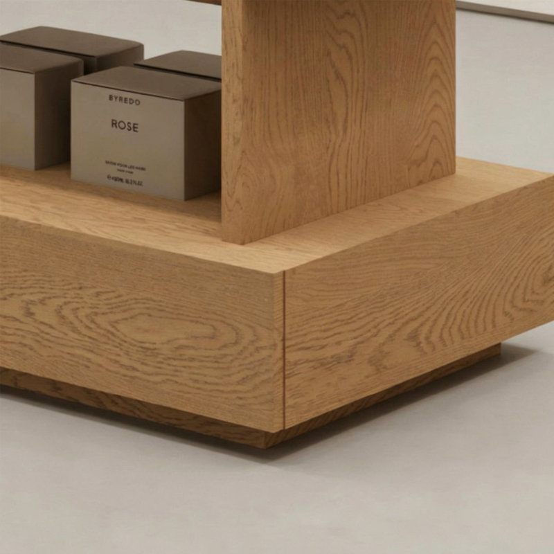 Vitrine simple en bois à trois couches, 35.4" H x 50.4" W x 23.6" D