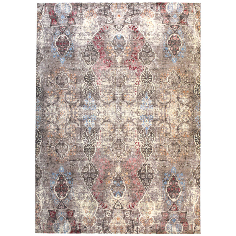 Tapis unique ivoire tissé à la main nouvel âge 8 pi 10 po x 12 pi 7 po Avni
