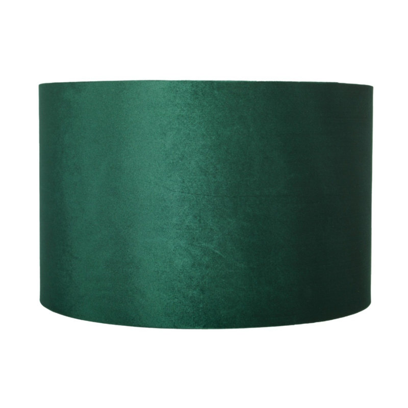 Velvet Drum Lamp Shade, Green, 18cm H x 25cm W x 25cm D