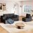 Sectional Foam Couch For Living Room, 108.3" With Dark Grey Corduroy Chaise, High Elastic Sponge, Freely Combined, 800Lbs Weight Capacity , Chaise Lounge,-812583257