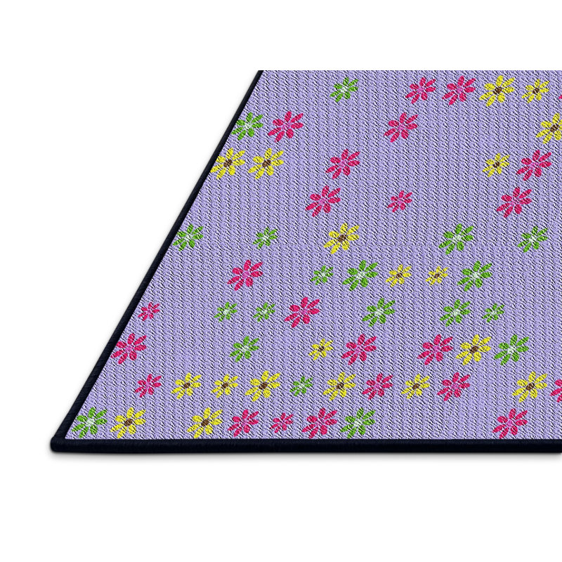 Tapis mauve à motif floral Ayaana, Rectangle 5 pi x 7 pi