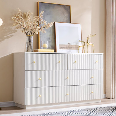 Fluted Dresser for Bedroom, Dresser Storage Organizer, Modern Bedroom Chest of Drawer with Deep Storage for Closet HallwayEntryway