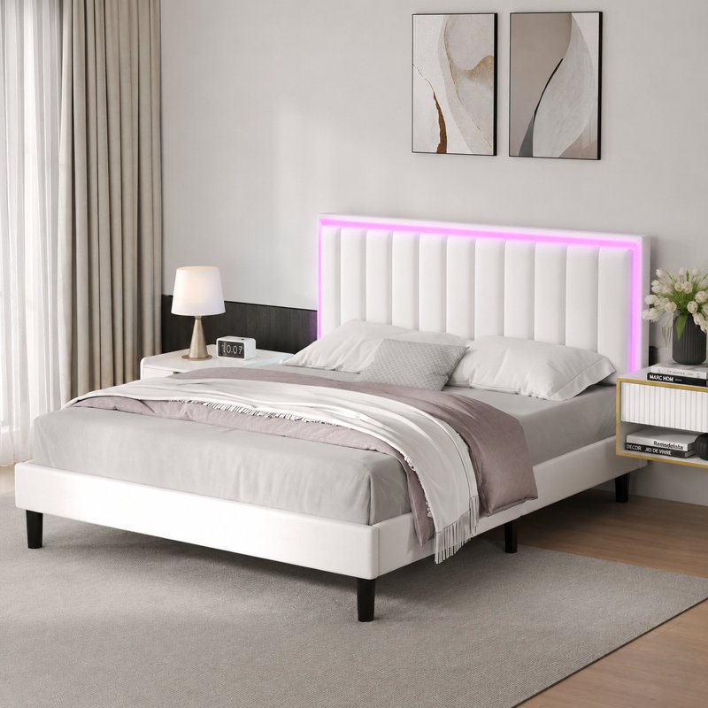 Ensemble de chambre à coucher 3 pièces Smart Bed, Blanc, Lit double