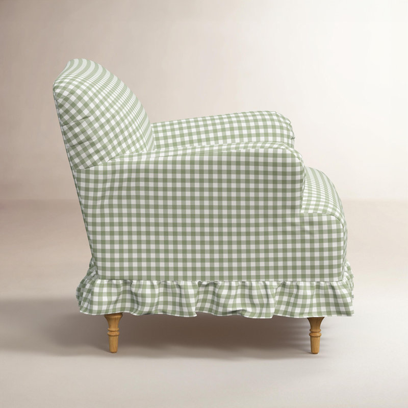 Fauteuil à housse à volants, Vichy classique sauge