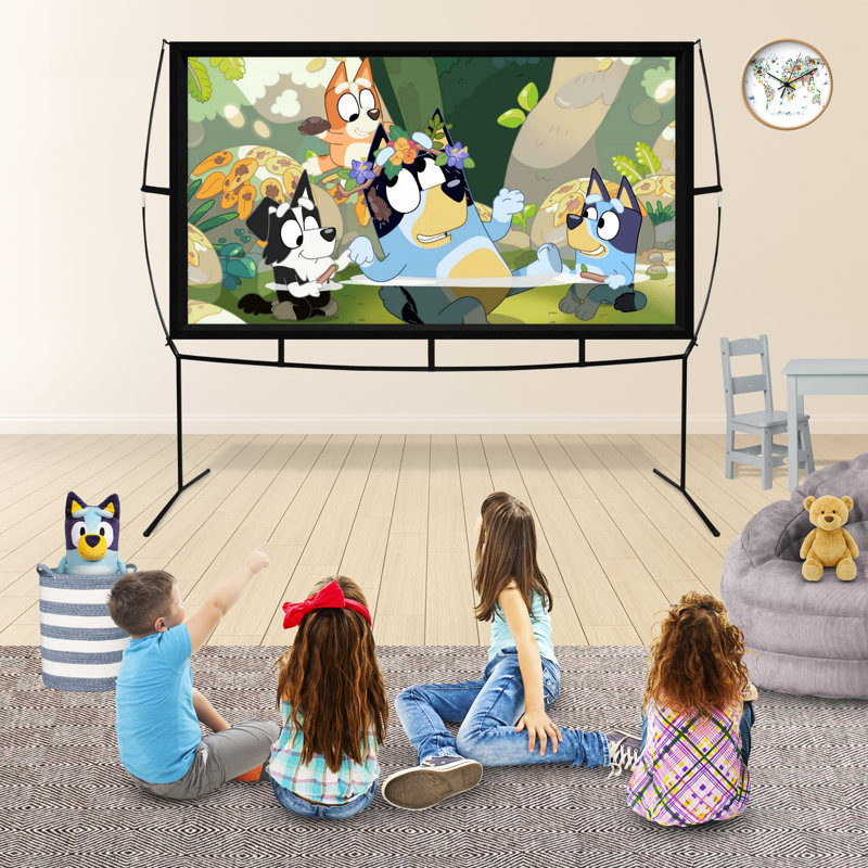 Outdoor Portable Projector Screen with Stand, 59" H x 102" W