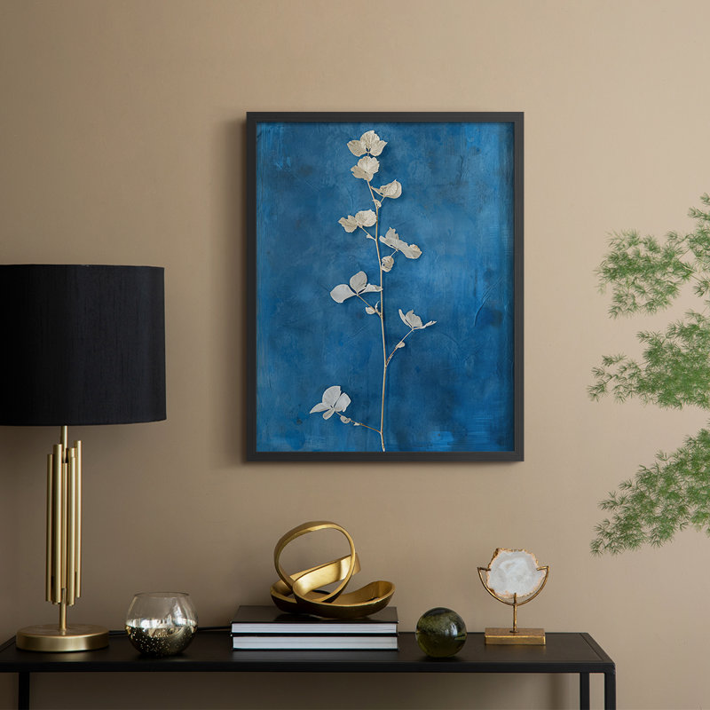Série FLORAL Lxxi - reproduction encadrée de qualité supérieure - prête à être accrochée - aucun clou requis, Noir