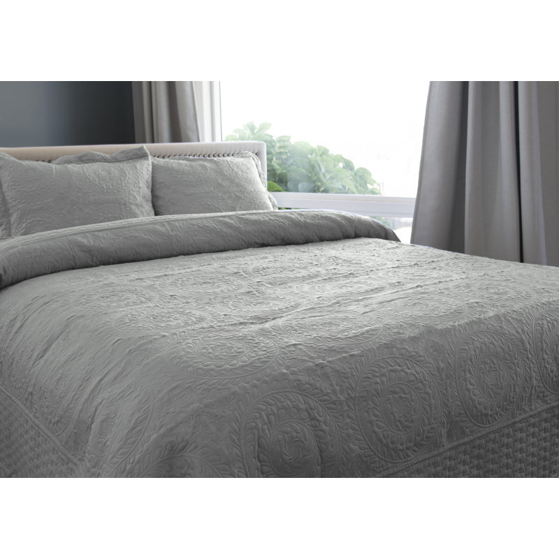 Traditional Polyester Standard Quilt, Twin Quilt + 1 Standard Sham, Gray