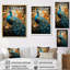 Aakarsh Teal Gold Emerald Peacock Drips - paon, reproduction d'art sur toile encadrée-1479745431-1432158809