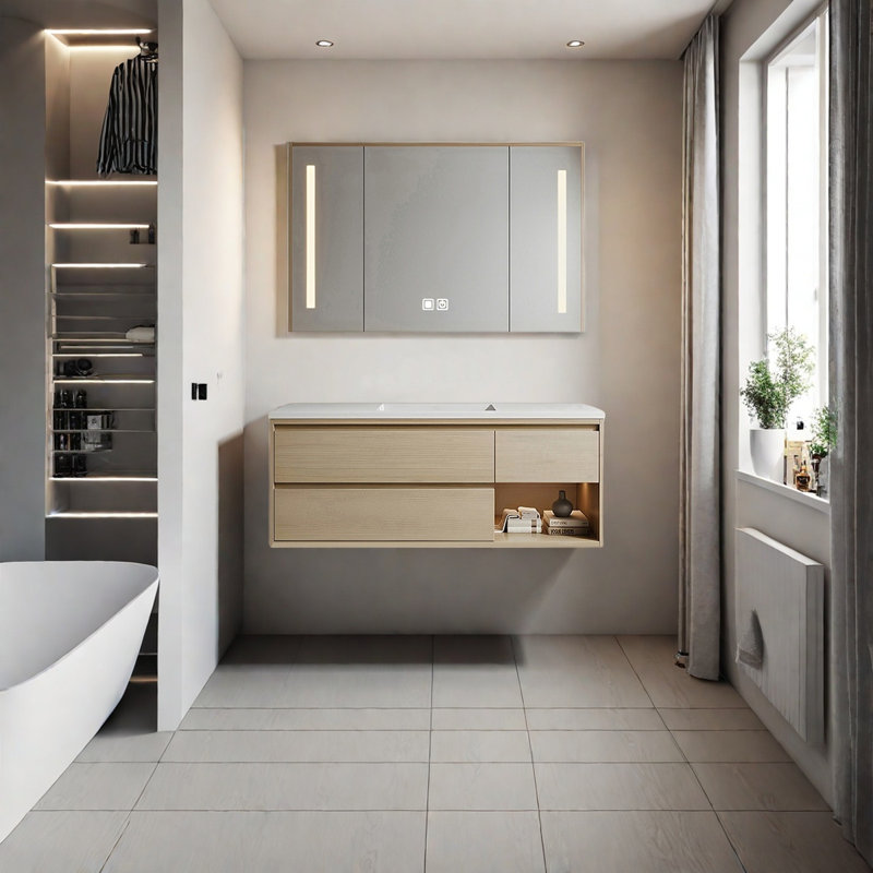 Armoire de salle de bain luxueuse, 47", Burlywood